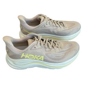 Hoka Clifton 10 Mens Running Shoes Beige Lime Green Size 10D